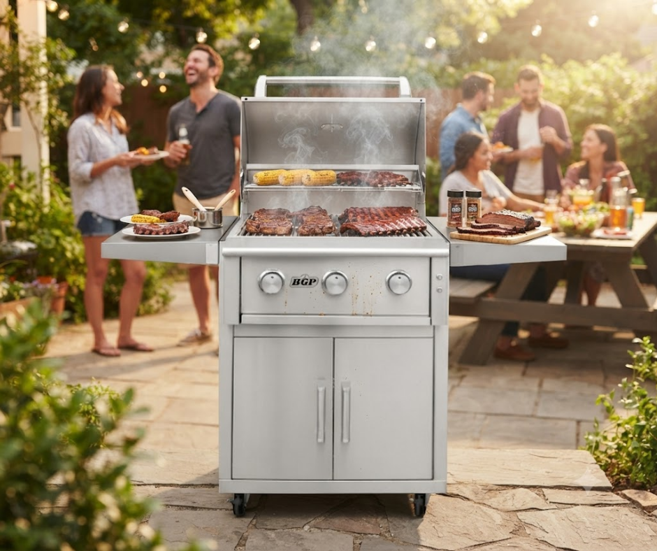 25" 3 Freestanding Main Burners w/ LED knob light - Gas Grill