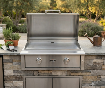 30" Built-In Stainless Steel Griddle - Hinged Lid